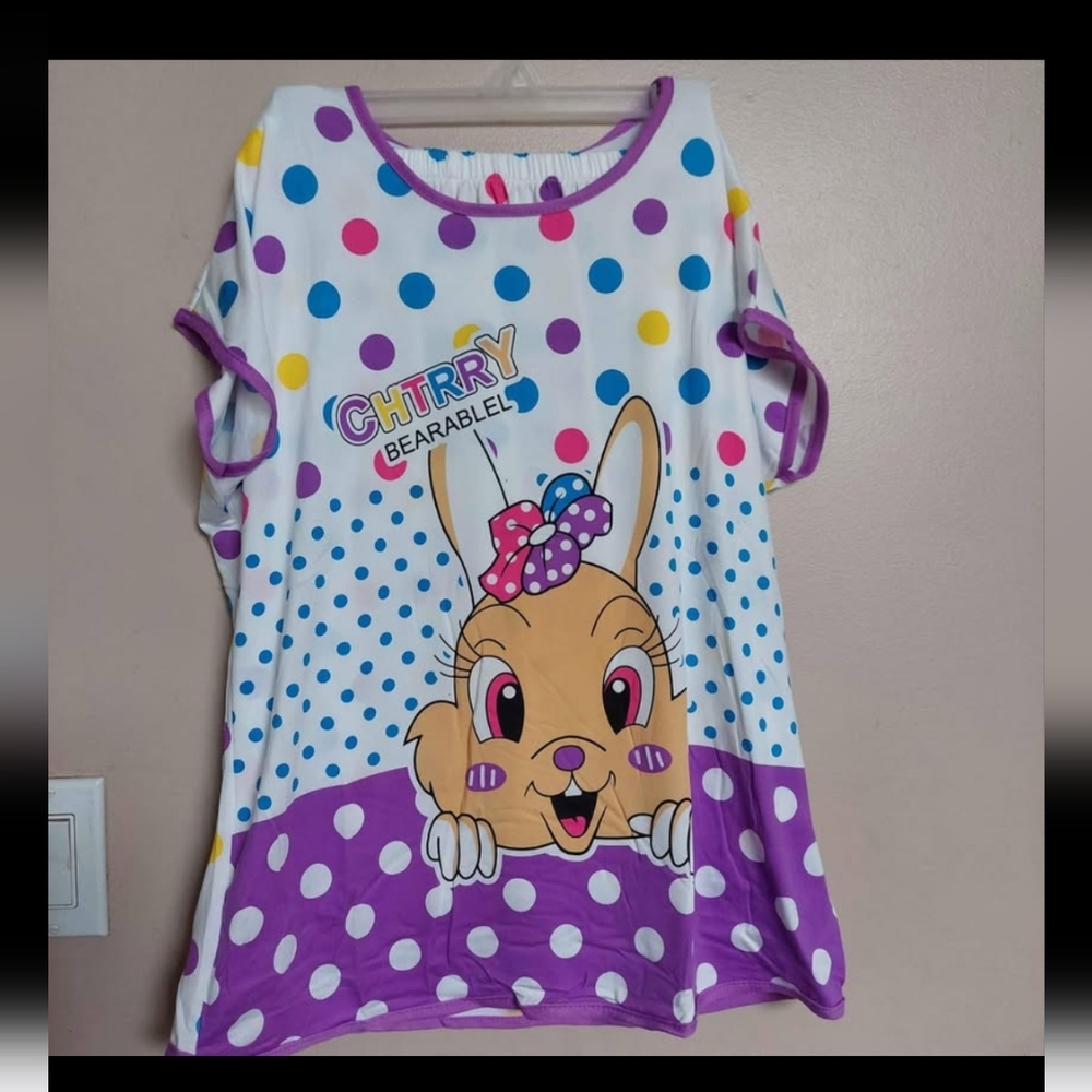 NWT Med, Purple Blue Red Pink Green or Black Polka Dot, Sleep Shirt/Short Set